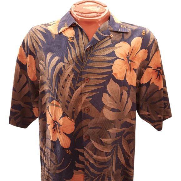 Tommy Bahama Men's Silk Shirt Button Up Hibiscus Print Short Sleeve - Picture 6 of 10